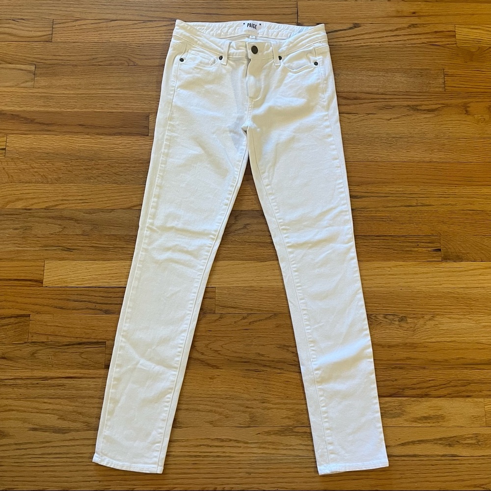Paige Skyline Skinny Optic White Jeans Size 27